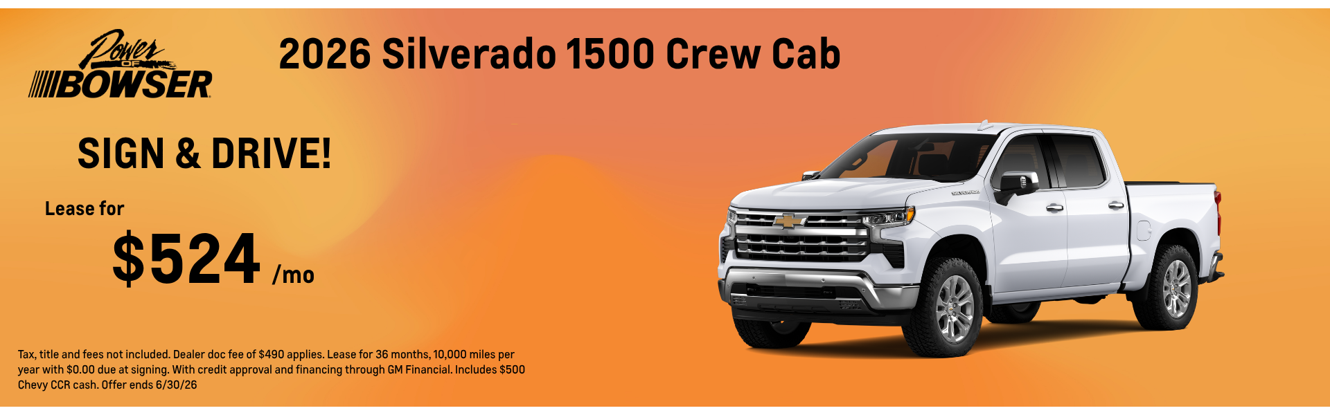 2026 Chevrolet Silverado Sign and Drive Lease