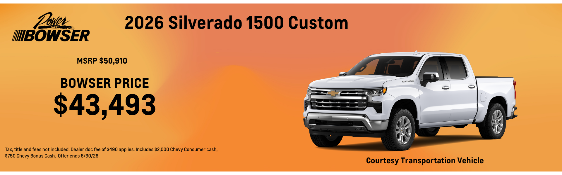 2026 Chevrolet Silverado Customer sale