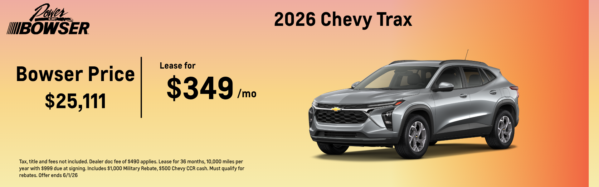 2026 Chevy Trax lease
